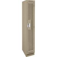 Clean Line Lockers, 12" x 15" x 76", Steel, Beige, Rivet (Assembled), Perforated Dufferin Supply