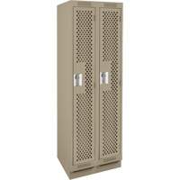 Clean Line Lockers, Bank of 2, 24" x 12" x 76", Steel, Beige, Rivet (Assembled), Perforated Dufferin Supply