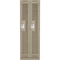 Clean Line Lockers, Bank of 2, 24" x 12" x 76", Steel, Beige, Rivet (Assembled), Perforated Dufferin Supply