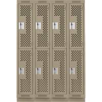 Clean Line Lockers, 2 -tier, Bank of 4, 48" x 12" x 76", Steel, Beige, Rivet (Assembled), Perforated Dufferin Supply