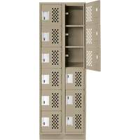 Clean-Line Perforated Lockerette, 6 -tier, Bank of 2, 15" x 72" x 12", Steel Dufferin Supply