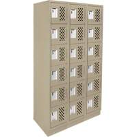 Clean-Line Perforated Lockerette, 6 -tier, Bank of 3, 15" x 72" x 12", Steel Dufferin Supply