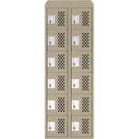 Assembled Lockerettes Clean Line Perforated Economy Lockers, 6 -tier, Bank of 2, 18" x 72" x 12", Steel Dufferin Supply