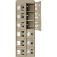 Assembled Lockerettes Clean Line Perforated Economy Lockers, 6 -tier, Bank of 2, 18" x 72" x 12", Steel Dufferin Supply