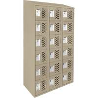 Assembled Lockerettes Clean Line Perforated Economy Lockers, 6 -tier, Bank of 3, 18" x 72" x 12", Steel Dufferin Supply