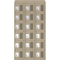 Assembled Lockerettes Clean Line Perforated Economy Lockers, 6 -tier, Bank of 3, 18" x 72" x 12", Steel Dufferin Supply