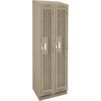 Clean Line Lockers, Bank of 2, 24" x 18" x 82", Steel, Beige, Rivet (Assembled), Perforated Dufferin Supply