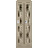 Clean Line Lockers, Bank of 2, 24" x 18" x 82", Steel, Beige, Rivet (Assembled), Perforated Dufferin Supply