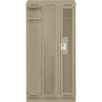 Clean Line Lockers, Bank of 3, 36" x 18" x 82", Steel, Beige, Rivet (Assembled), Perforated Dufferin Supply