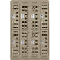 Clean Line Lockers, 2 -tier, Bank of 4, 48" x 15" x 82", Steel, Beige, Rivet (Assembled), Perforated Dufferin Supply