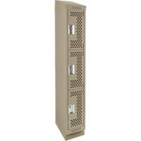 Clean Line Lockers, 3 -tier, 12" x 18" x 82", Steel, Beige, Rivet (Assembled), Perforated Dufferin Supply