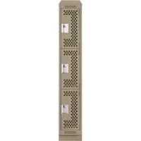 Clean Line Lockers, 3 -tier, 12" x 18" x 82", Steel, Beige, Rivet (Assembled), Perforated Dufferin Supply