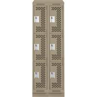 Casiers Clean Line, 3 niveaux, Bloc de 2, 24" x 18" x 82", Acier, Beige, Rivet (assembl&eacute;), Perfor&eacute; Dufferin Supply