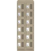 Assembled Lockerettes Clean Line Perforated Economy Lockers, 6 -tier, Bank of 2, 18" x 72" x 12", Steel Dufferin Supply