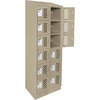 Assembled Lockerettes Clean Line Perforated Economy Lockers, 6 -tier, Bank of 2, 18" x 72" x 12", Steel Dufferin Supply