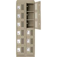 Assembled Lockerettes Clean Line Perforated Economy Lockers, 6 -tier, Bank of 2, 18" x 72" x 12", Steel Dufferin Supply