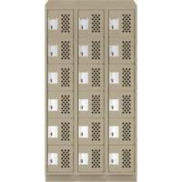Assembled Lockerettes Clean Line Perforated Economy Lockers, 6 -tier, Bank of 3, 18" x 72" x 12", Steel Dufferin Supply