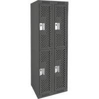 Clean Line Lockers, 2 -tier, Bank of 2, 24" x 15" x 72", Steel, Charcoal, Rivet (Assembled), Perforated Dufferin Supply