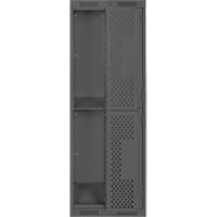 Clean Line Lockers, 2 -tier, Bank of 2, 24" x 15" x 72", Steel, Charcoal, Rivet (Assembled), Perforated Dufferin Supply