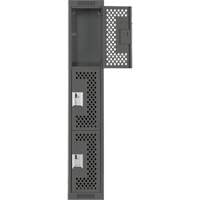 Clean Line Lockers, 3 -tier, 12" x 12" x 72", Steel, Charcoal, Rivet (Assembled), Perforated Dufferin Supply