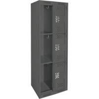 Clean Line Lockers, 3 -tier, Bank of 2, 24" x 12" x 72", Steel, Charcoal, Rivet (Assembled), Perforated Dufferin Supply
