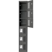 Assembled Lockerettes Clean Line Perforated Economy Lockers, 6 -tier, 18" x 72" x 12", Steel Dufferin Supply