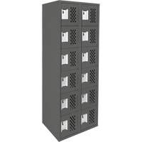 Assembled Lockerettes Clean Line Perforated Economy Lockers, 6 -tier, Bank of 2, 18" x 72" x 12", Steel Dufferin Supply