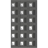 Assembled Lockerettes Clean Line Perforated Economy Lockers, 6 -tier, Bank of 3, 18" x 72" x 12", Steel Dufferin Supply