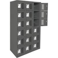 Assembled Lockerettes Clean Line Perforated Economy Lockers, 6 -tier, Bank of 3, 18" x 72" x 12", Steel Dufferin Supply