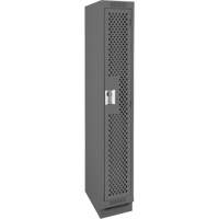 Clean Line Lockers, 12" x 15" x 76", Steel, Charcoal, Rivet (Assembled), Perforated Dufferin Supply