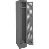 Clean Line Lockers, 12" x 15" x 76", Steel, Charcoal, Rivet (Assembled), Perforated Dufferin Supply