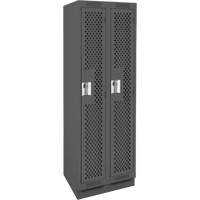 Clean Line Lockers, Bank of 2, 24" x 12" x 76", Steel, Charcoal, Rivet (Assembled), Perforated Dufferin Supply
