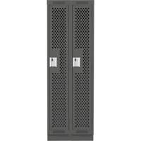 Clean Line Lockers, Bank of 2, 24" x 12" x 76", Steel, Charcoal, Rivet (Assembled), Perforated Dufferin Supply