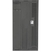 Clean Line Lockers, Bank of 3, 36" x 15" x 76", Steel, Charcoal, Rivet (Assembled), Perforated Dufferin Supply