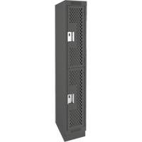 Clean Line Lockers, 2 -tier, 12" x 12" x 76", Steel, Charcoal, Rivet (Assembled), Perforated Dufferin Supply