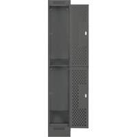 Clean Line Lockers, 2 -tier, 12" x 12" x 76", Steel, Charcoal, Rivet (Assembled), Perforated Dufferin Supply