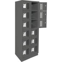 Clean-Line Perforated Lockerette, 6 -tier, Bank of 2, 15" x 72" x 12", Steel Dufferin Supply