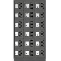 Clean-Line Perforated Lockerette, 6 -tier, Bank of 3, 15" x 72" x 12", Steel Dufferin Supply