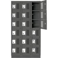 Clean-Line Perforated Lockerette, 6 -tier, Bank of 3, 15" x 72" x 12", Steel Dufferin Supply