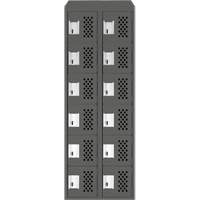 Assembled Lockerettes Clean Line Perforated Economy Lockers, 6 -tier, Bank of 2, 18" x 72" x 12", Steel Dufferin Supply