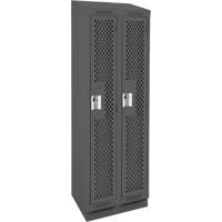 Clean Line Lockers, Bank of 2, 24" x 18" x 82", Steel, Charcoal, Rivet (Assembled), Perforated Dufferin Supply