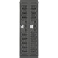 Clean Line Lockers, Bank of 2, 24" x 18" x 82", Steel, Charcoal, Rivet (Assembled), Perforated Dufferin Supply