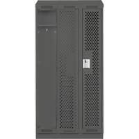 Clean Line Lockers, Bank of 3, 36" x 18" x 82", Steel, Charcoal, Rivet (Assembled), Perforated Dufferin Supply