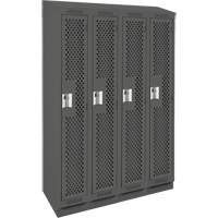 Clean Line Lockers, Bank of 4, 48" x 18" x 82", Steel, Charcoal, Rivet (Assembled), Perforated Dufferin Supply