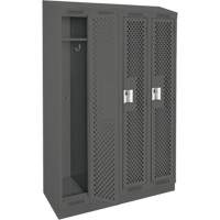 Clean Line Lockers, Bank of 4, 48" x 18" x 82", Steel, Charcoal, Rivet (Assembled), Perforated Dufferin Supply