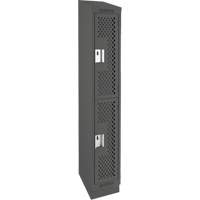 Clean Line Lockers, 2 -tier, 12" x 15" x 82", Steel, Charcoal, Rivet (Assembled), Perforated Dufferin Supply