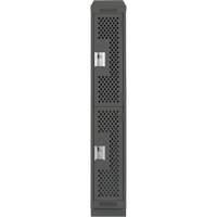 Clean Line Lockers, 2 -tier, 12" x 15" x 82", Steel, Charcoal, Rivet (Assembled), Perforated Dufferin Supply