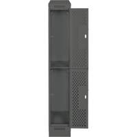 Clean Line Lockers, 2 -tier, 12" x 15" x 82", Steel, Charcoal, Rivet (Assembled), Perforated Dufferin Supply