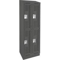 Casiers Clean Line, 2 niveaux, Bloc de 2, 24" x 12" x 82", Acier, Charbon, Rivet (assembl&eacute;), Perfor&eacute; Dufferin Supply