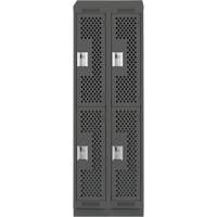 Casiers Clean Line, 2 niveaux, Bloc de 2, 24" x 12" x 82", Acier, Charbon, Rivet (assembl&eacute;), Perfor&eacute; Dufferin Supply